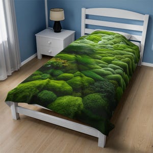 Moss Green Plush Blanket – Cottagecore Fleece Throw for Bed or Couch | Cozy Winter Home Decor