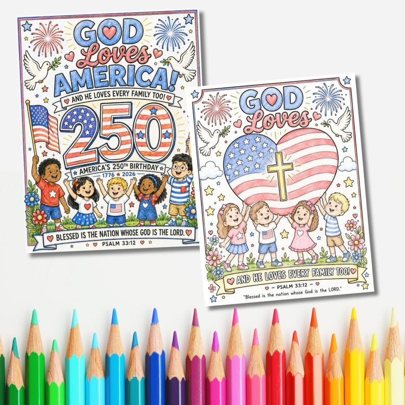 God Loves America Coloring Page for Kids America 250 Printable Pack ...