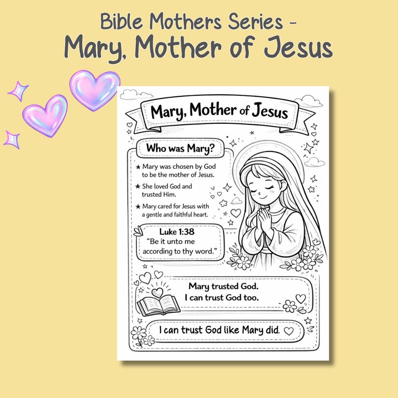 Christian kids poem page about Mary and trusting God