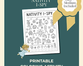 I Spy Christian Printable • Christmas Activity Sheets for Kids • Nativity Learning Game • Sunday School, Classroom, Holiday Parties PDF