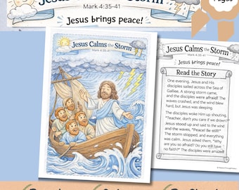 Jesus stillt den Sturm – Ausmalbilder (Markus 4,35-41) – Bibelgeschichte & Gebetsaktivität – Druckbares Material für den Sonntagsschulunterricht (PDF) – Christlicher Heimunterricht
