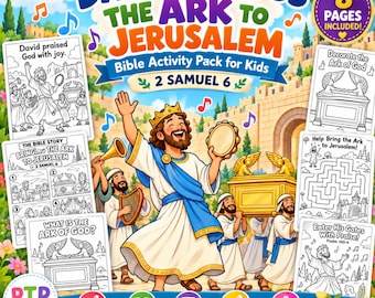 David Brings the Ark to Jerusalem Bible Activity Pack | 2 Samuel 6 Coloring Pages Maze | Sunday School Printable for Kids