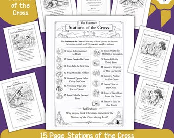 Stations of the Cross for Kids Printable Catholic Lent Activity Holy Week Worksheet Sunday School Lesson Christian Homeschool 14 Station PDF