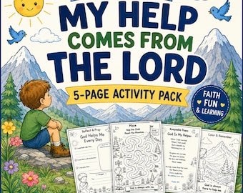 Psalm 121 My Help Comes From The Lord Activity Pack | Bible Verse Coloring, Maze & Prayer Pages for Kids | Christian Sunday School Printable
