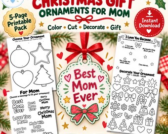Christmas Gift for Mom Craft for Kids | Make Your Own Ornament Printable | Mom Christmas Keepsake Activity | Instant Download