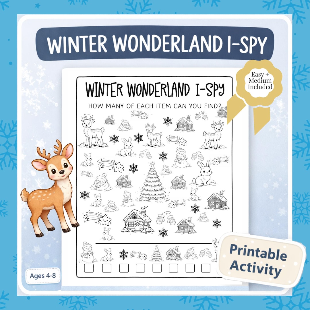 Winter Wonderland I Spy Printable for Kids, Winter Activity Sheet, I ...