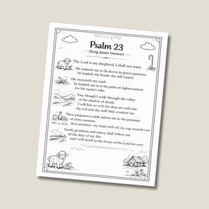Full Psalm 23 King James Version printable page with decorative border