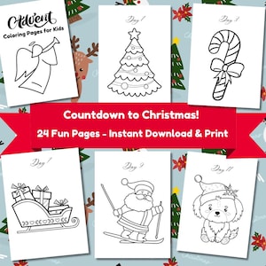 Kids Christmas Advent Coloring Booklet December Countdown to Christmas with Fun Holiday Coloring Pages for Age 3 to 8 Perfect for Holidays