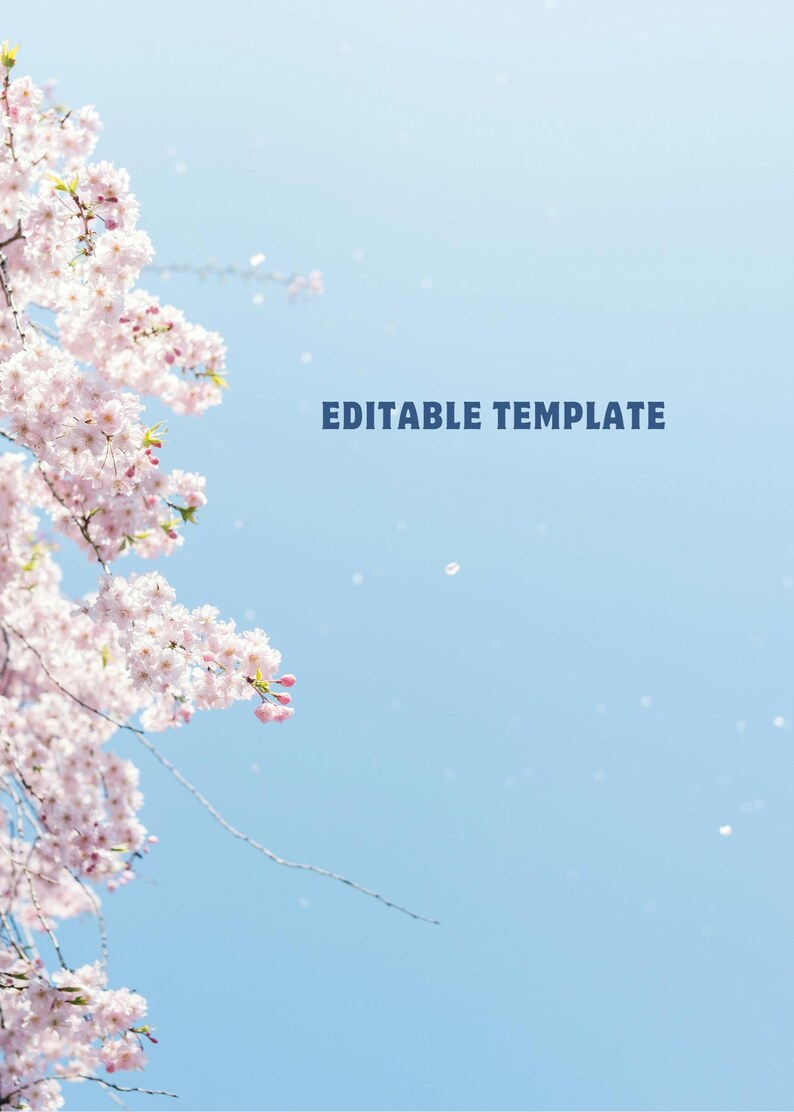 Custom Memorial Service Pamphlet Template Cherry Blossom Bifold Program