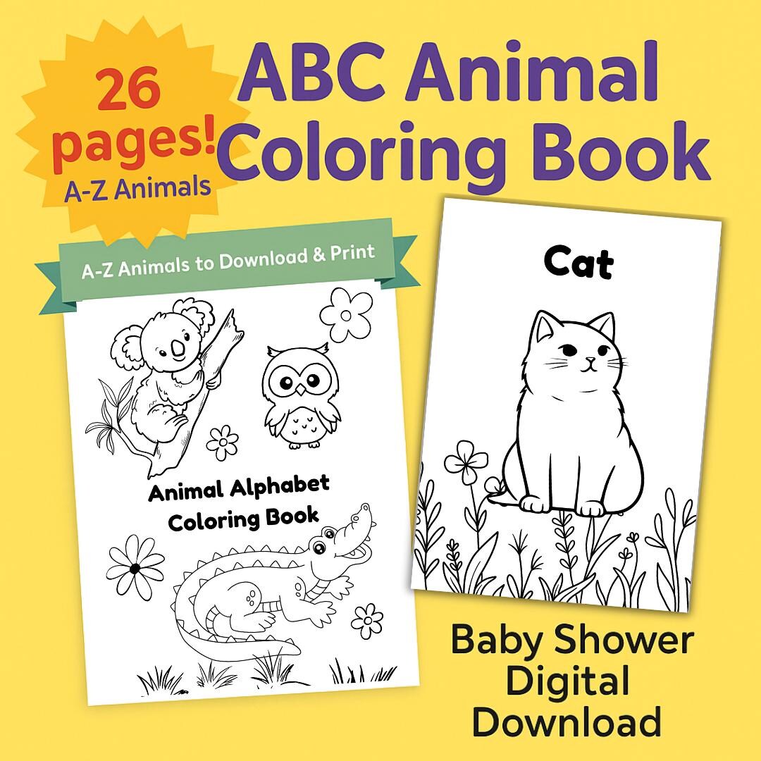 ABC Animal Coloring Book: Fun A-Z Printable Activity (PDF Download) - Etsy