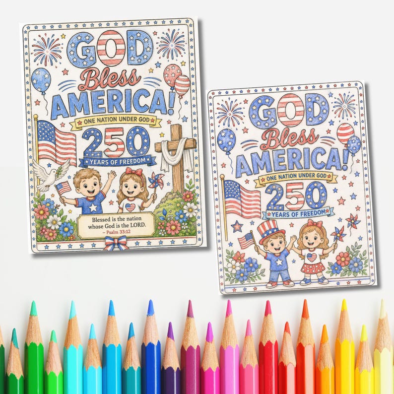God Bless America Coloring Page for Kids America 250 Years of Freedom ...