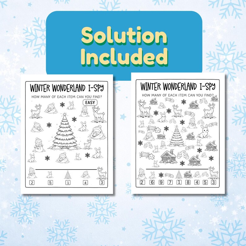 Winter Wonderland I Spy Printable for Kids, Winter Activity Sheet, I ...