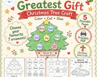 Jesus Is the Greatest Gift Christmas Craft for Kids | Christian Christmas Printable | Sunday School Activity PDF