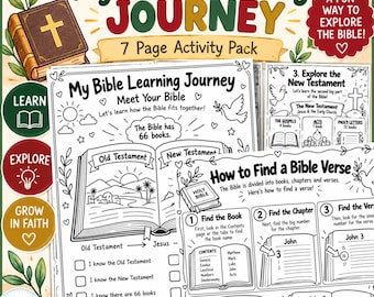 Bible Lessons for Kids Printable | Books of the Bible Worksheets | Old & New Testament Activity Pack | Sunday School Bible Study