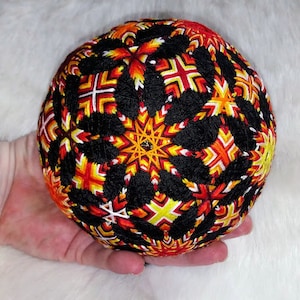 Large 7 inch Diameter Temari Ball - Japanese Temari - String Art - Embroidery - Ball - Home Decor - Collectible Ball - Hand Sewn