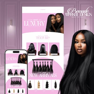 Hair Website Design, Hair Website Template, Premade Shopify Hair Website, Hair Banners, Canva Hair Website, Luxury Hair Extensions Website