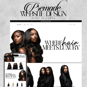 Hair Website Design, Hair Website Template, Premade Shopify Hair Website, Hair Banners, Canva Hair Website, Luxury Hair Extensions Website