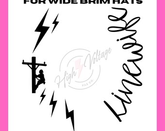 Brede rand hoed SVG - Linewife Lineman Design - voor pyrografie - Hat Burning Design - Western Burned Hat DIY - lasergegraveerde hoed - IBEW