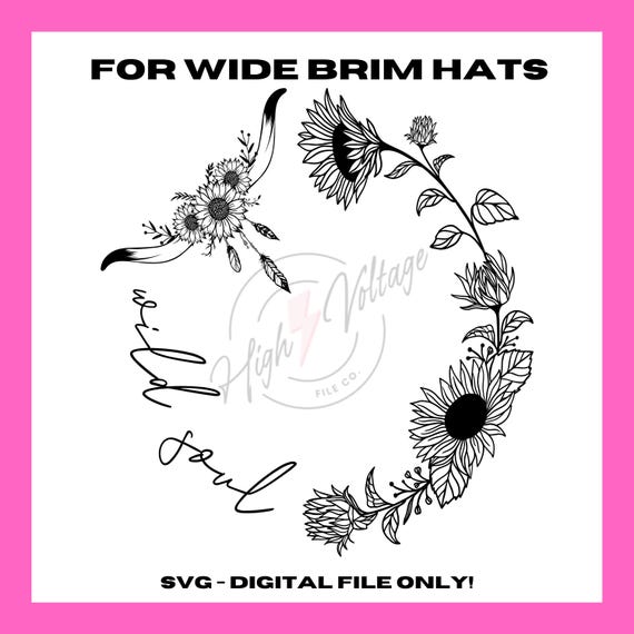 Wide Brim Hat SVG - Wild Soul Wide Brim Hat Burn Design - For Pyrography - Hat Burning Design - Western Burned Hat DIY - Laser Engraved Hat