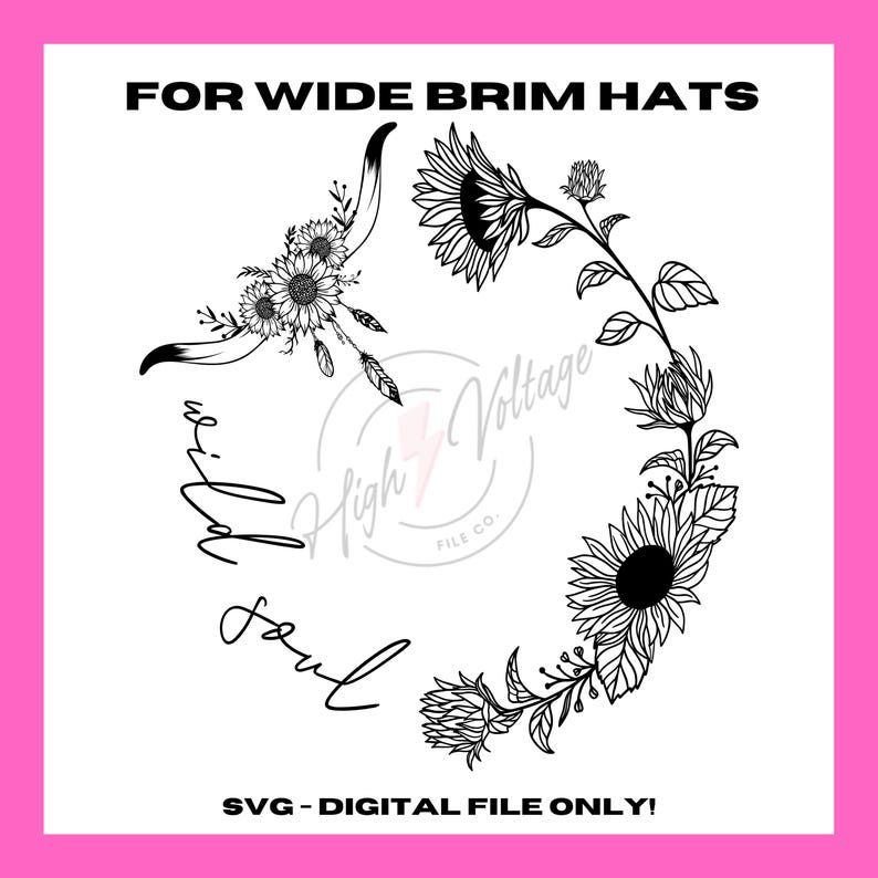 Bredbrättad hatt SVG - Wild Soul bredbrättad hatt bränndesign - för pyrografi - hattbrännande design - västerländsk bränd hatt DIY - lasergraverad hatt bild 1