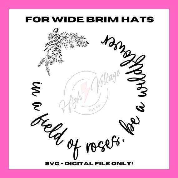 Wide Brim Hat SVG - Wildflower Wide Brim Hat Burn Design - For Pyrography - Hat Burning Design - Western Burned Hat DIY - Laser Engraved Hat