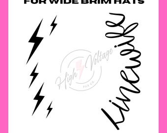 Brede rand hoed SVG - Linewife Lightning Bolts Design - voor pyrografie - Hat Burning Design - Western Burned Hat DIY - lasergegraveerde hoed