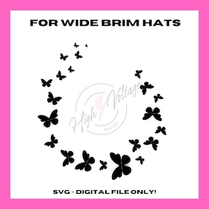Wide Brim Hat SVG - Butterfly Wide Brim Hat Burn Design - For Pyrography - Hat Burning Design - Western Burned Hat DIY - Laser Engraved Hat