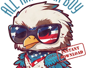 All American Boy png-sublimatie digitale download - 4 juli shirtontwerp voor peuters