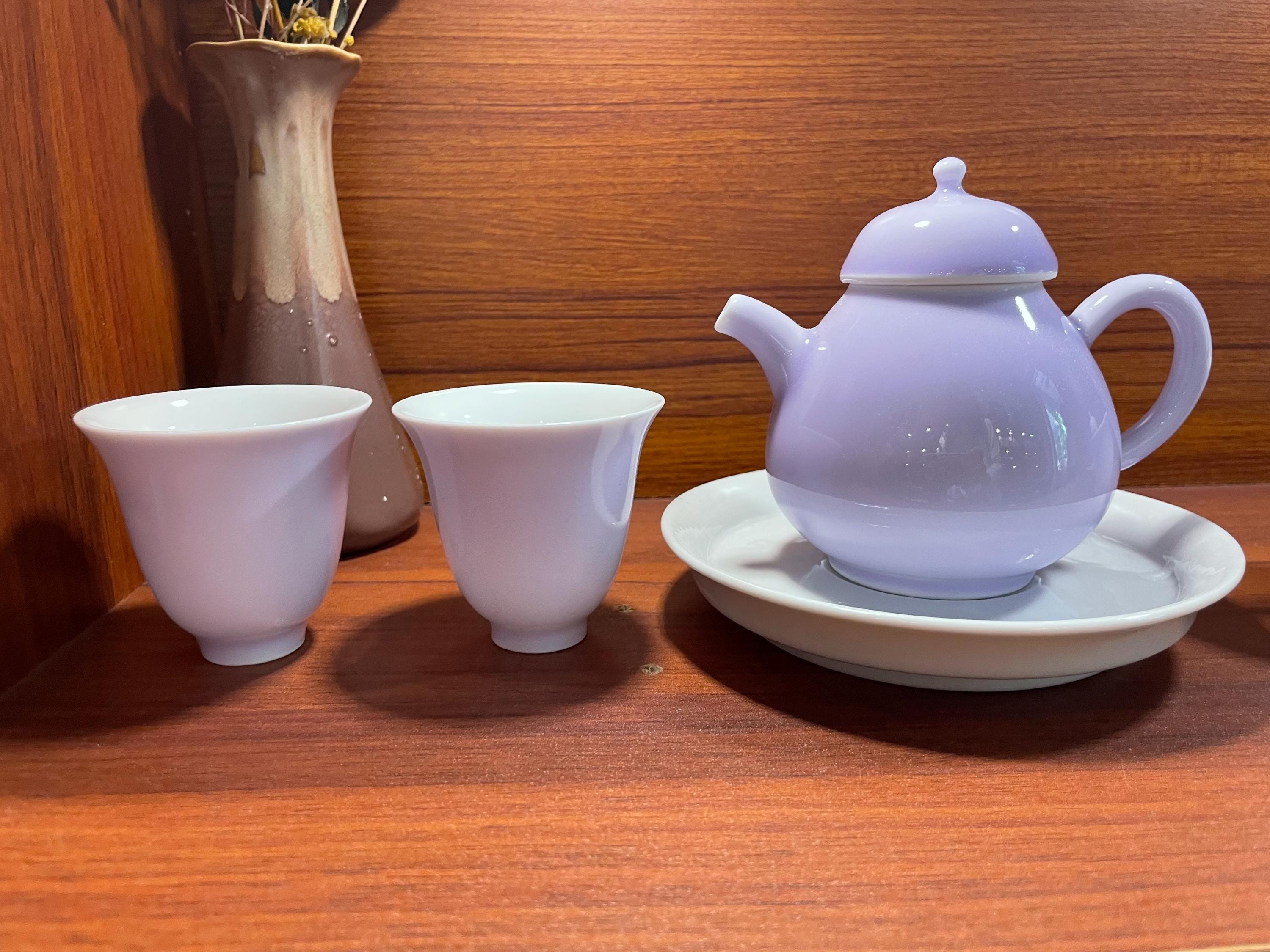 紫の茶器セット：翡翠釉を施した中国茶器 - Etsy 日本