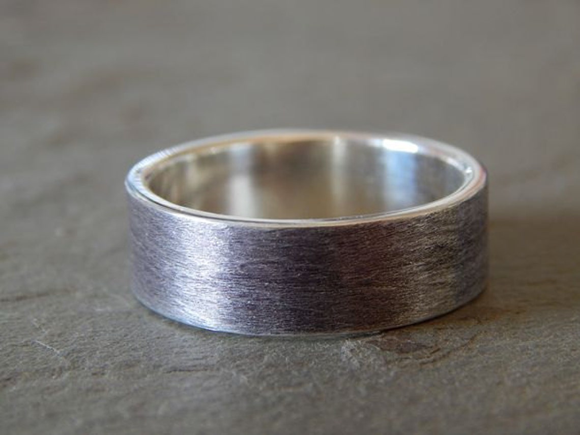 TEXTURED SILVER // Men's Wedding Ring // Women's - Etsy