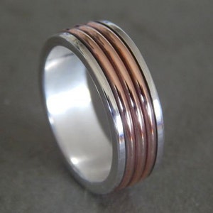 STEAMPUNK Silver & Copper // Men's Wedding Ring // Women's Wedding Ring // Men's Wedding Band // Women's Wedding Band // Unique Band