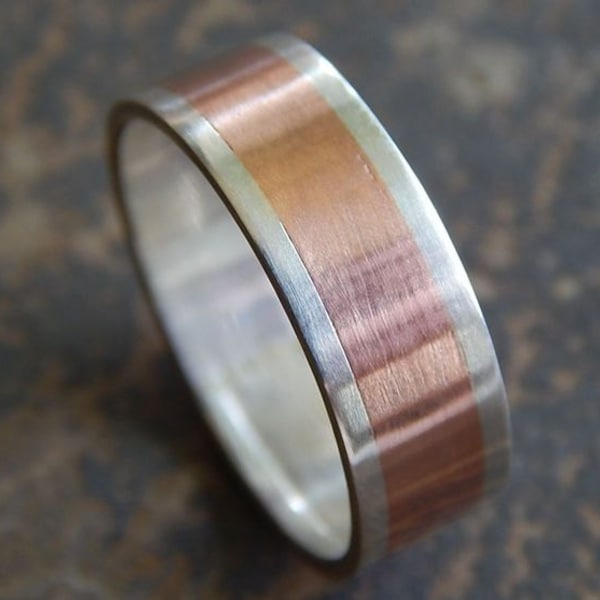 RUSTIC Silver & Copper // Men's Wedding Ring // Women's Wedding Ring // Men's Wedding Band // Women's Wedding Band // Unique Band