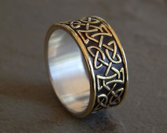 CELTIC Silver & BRASS 10mm // Men's Wedding Ring // Women's Wedding Ring // Men's Wedding Band // Women's Wedding Band // Unique Band