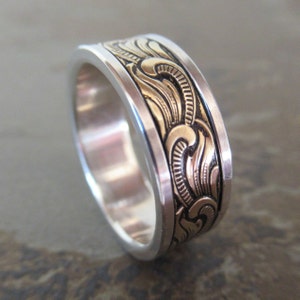 PAISLEY Silver & Jeweler's Brass // Mens Wedding Band // Womens Wedding Band // Copper Wedding Band // Mens Wedding Ring