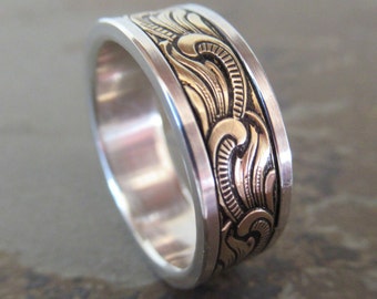 PAISLEY Silver & Jeweler's Brass // Mens Wedding Band // Womens Wedding Band // Copper Wedding Band // Mens Wedding Ring