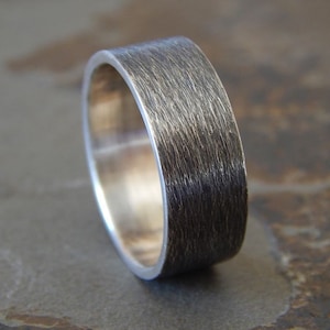 TEXTURED SILVER // Men's Wedding Ring // Women's Wedding Ring // Men's Wedding Band // Women's Wedding Band // 6, 8 or 10 mm width image 1