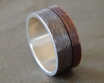 MOONLIGHT 6-9mm Silver Copper Wedding Band// Mens Wedding Band // Wedding Ring // Women's Wedding Band // Unique Band // Rustic Band