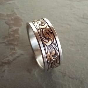 PAISLEY Silver & Jeweler's Brass // Mens Wedding Band // Womens Wedding Band // Copper Wedding Band // Mens Wedding Ring image 5