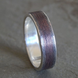 5-8 mm RUSTIC TEXTURED Silver & Copper Band // Mens Wedding Band // Womens Wedding Band // Silver Wedding Band // Copper Wedding Band