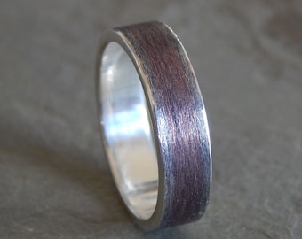 5-8 mm RUSTIC TEXTURED Silver & Copper Band // Mens Wedding Band // Womens Wedding Band // Silver Wedding Band // Copper Wedding Band