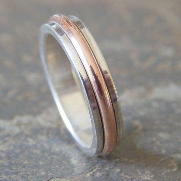 SATURN  Silver & Copper 5 mm // Men's Wedding Ring // Women's Wedding Ring // Men's Wedding Band // Women's Wedding Band // Unique