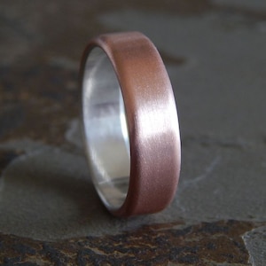 BEVELED Silver & Copper 4 to 8 mm // Men&#39;s Wedding Ring // Women&#39;s Wedding Ring // Men&#39;s Wedding Band // Women&#39;s Wedding Band // Unique Band