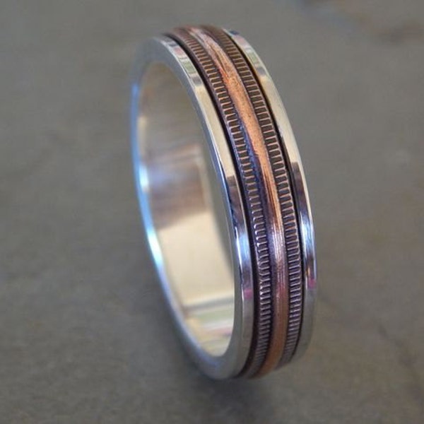 LIVEWIRE Silver & Copper 5 mm // Men's Wedding Ring // Women's Wedding Ring // Men's Wedding Band // Women's Wedding Band // Unique