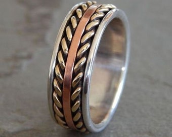 ROYAL FLUSH Silver & Copper // Men's Wedding Ring // Women's Wedding Ring // Men's Wedding Band // Women's Wedding Band // Unique Band