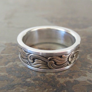 PAISLEY Silver & Jeweler's Brass // Mens Wedding Band // Womens Wedding Band // Copper Wedding Band // Mens Wedding Ring image 6