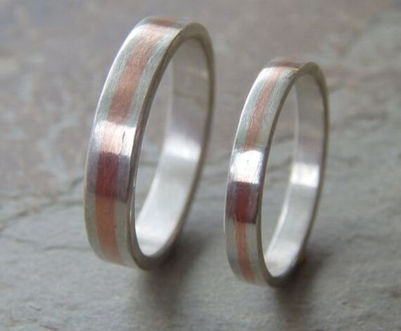 SLIM Wedding Set 4 & 5 mm // Men's Wedding Ring // Women's Wedding Ring // Men's Wedding Band // Women's Wedding Band // Unique Band