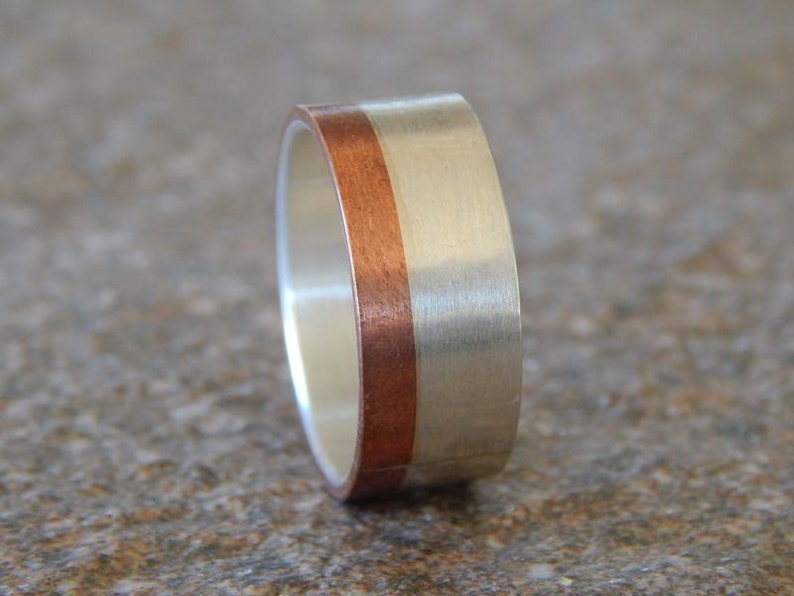 MOONLIGHT Silver & Copper 6 9mm // Men's Wedding Ring ...