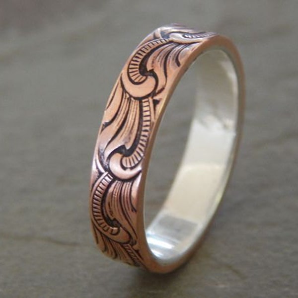 PAISLEY Silver & Copper 5mm // Men's Wedding Ring // Women's Wedding Ring // Men's Wedding Band // Women's Wedding Band // Unique Band