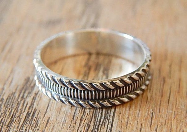 ART DECO Silver 5 mm // Men's Wedding Ring // Women's Etsy