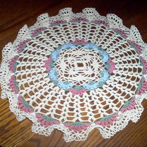 Morning Glory Ruffled Crochet Lace Thread Art Doily New Handmade image 1